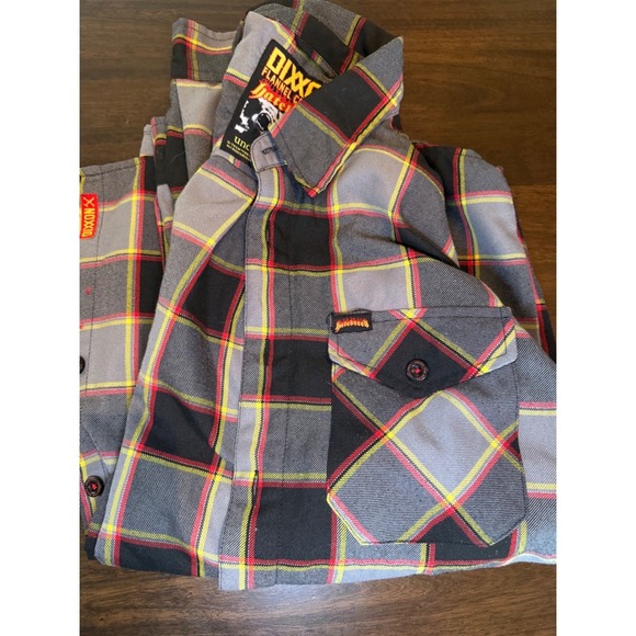 Dixxon Flannel Co Hatebreed Under The Knife Plaid Shirt Mens Grey Red Black - Picture 15 of 16